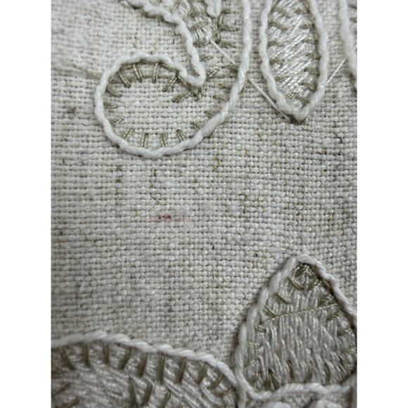 Luxury Throw Pillows Embroidered Rectangular Decor Linen Blend Natural 20”X14” - Picture 13 of 14